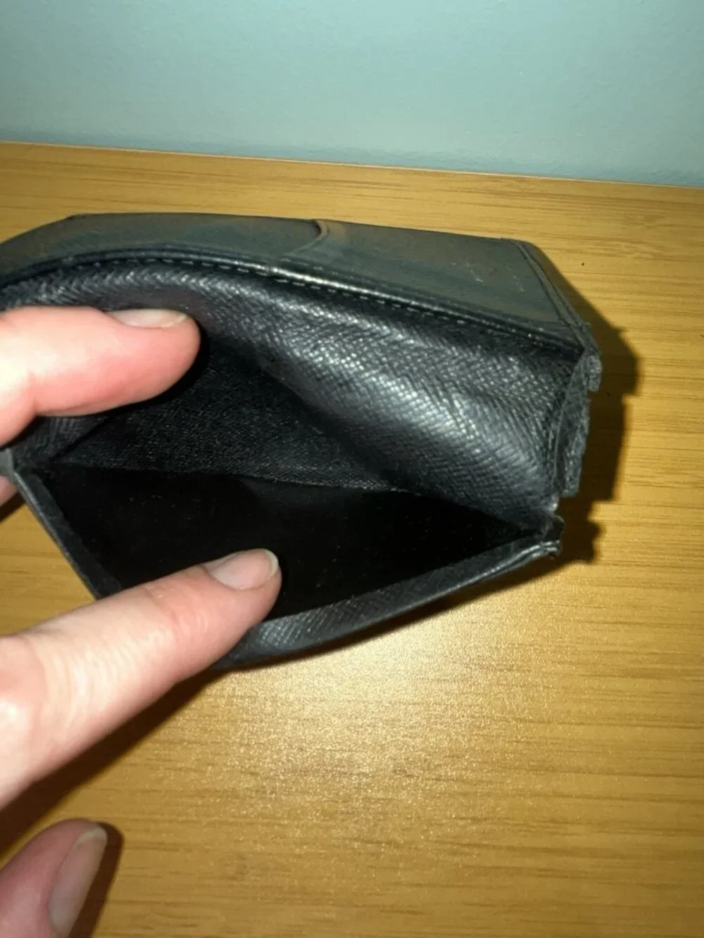 Louis Vuitton Black Men's Bifold Wallet Logo Folding Credit Card Made France